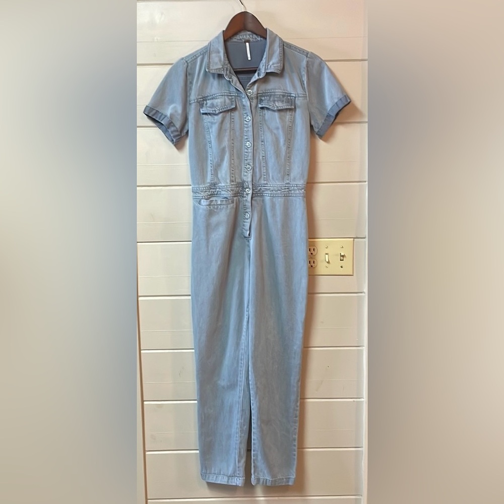 Young Fabulous & Broke Blue Aviator Short Sleeve Jumpsuit Size XS.